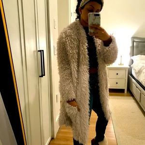 Cream Zara Fuzzy Faux Sweater Cardigan size S